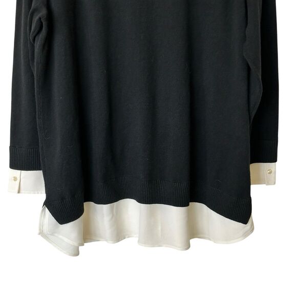 J Jill Mixed 2X Media Layered Sweater Black Cream - Picture 7 of 11